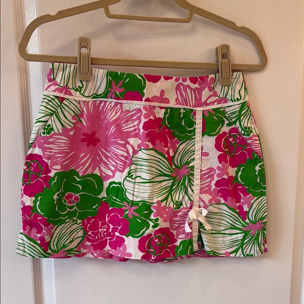 Lilly Pulitzer Pink and Green Floral Skirt